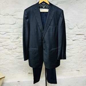 Ermenegildo Zegna Trofeo Roma Blue Pinstriped Wool 2 Piece Suit Jacket Pants